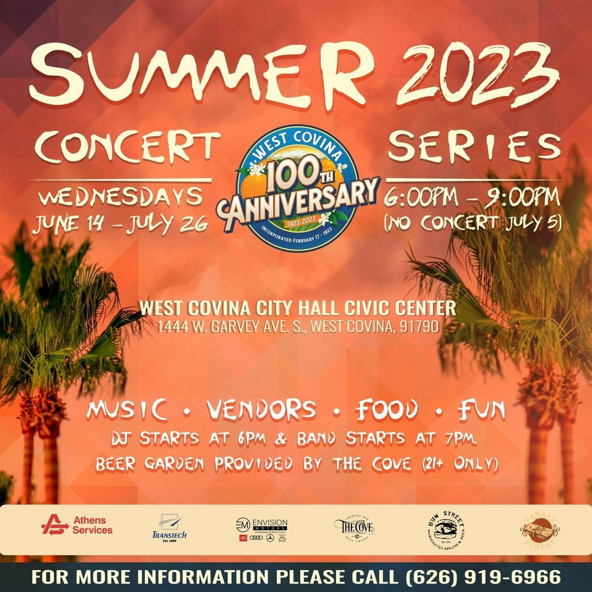 NEW EVENT West Covina Summer Concert Series 2023 1 w/ live performan