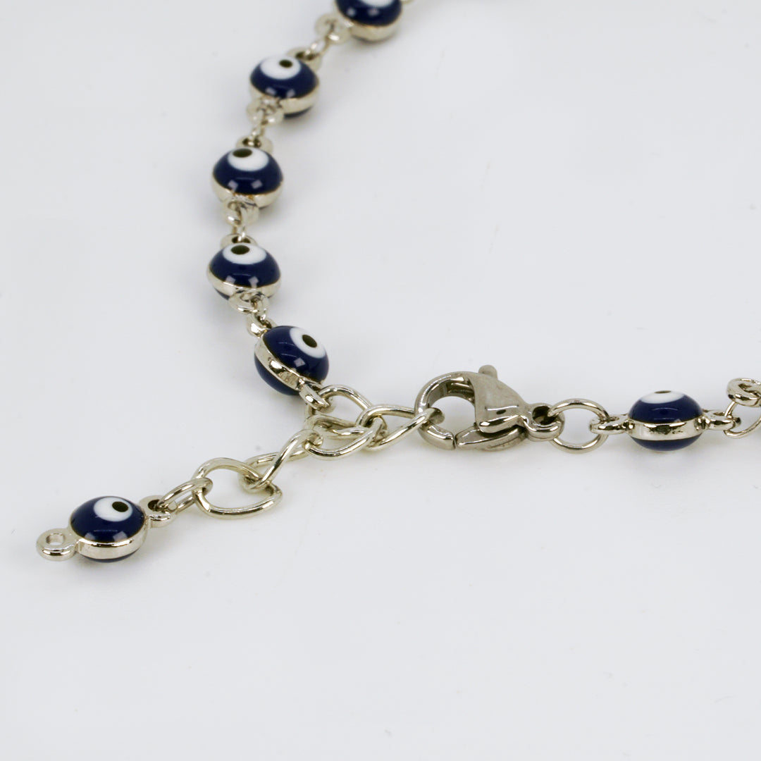 Evil Eye Bracelet - Silver/Blue