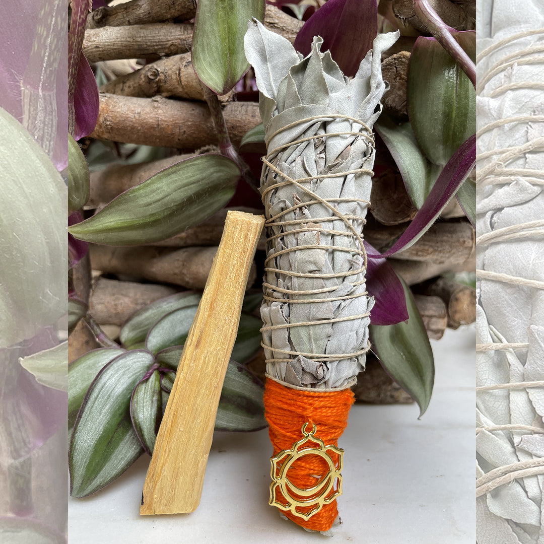 Chakra White Sage Smudge Wands w/ Palo Santo stick