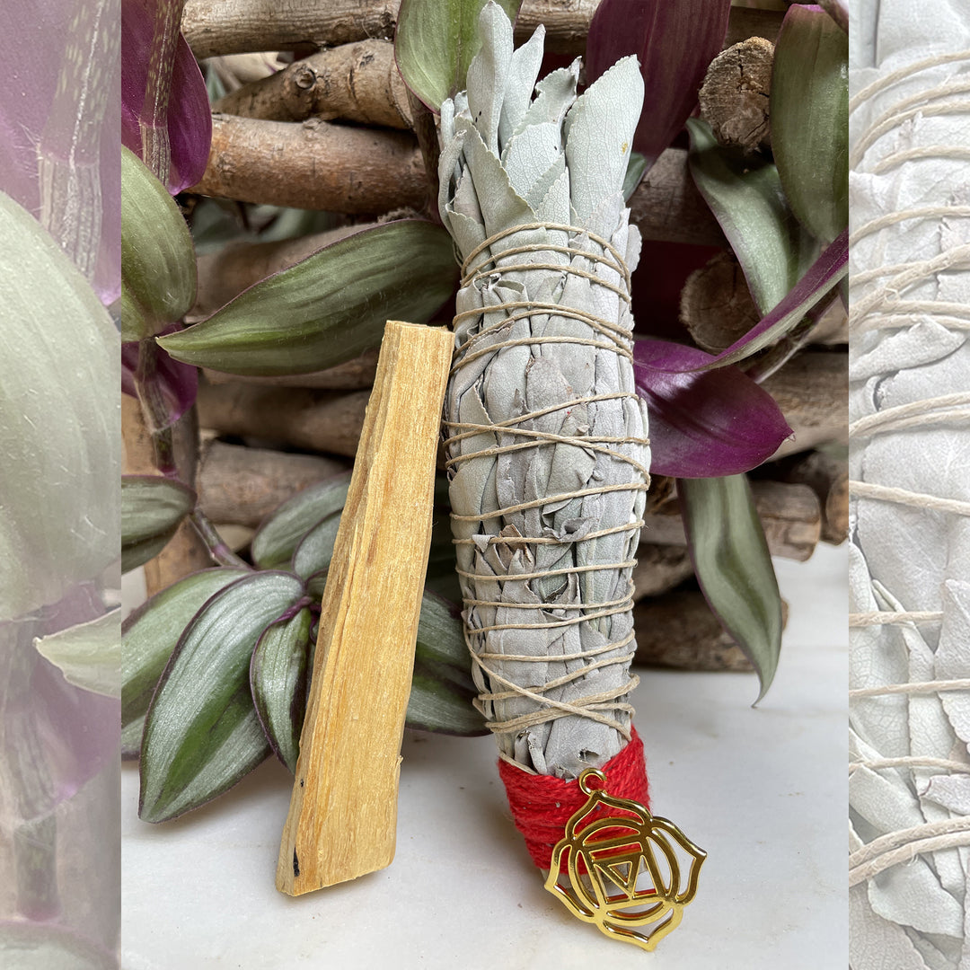 Chakra White Sage Smudge Wands w/ Palo Santo stick