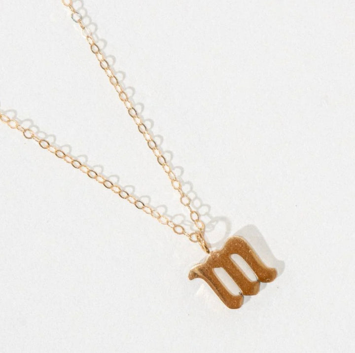 Lowercase Old English Initial Necklace